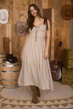 Load image into Gallery viewer, Plaid Ribbon Tie Strap Corset Midi Dress
