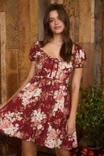 Load image into Gallery viewer, Floral Ruffle Trim Velvet Front Tie Mini
