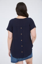 Load image into Gallery viewer, Plus Stripe Collared Short Sleeve Linen
