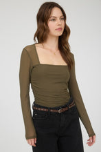 Load image into Gallery viewer, Ruched Waist Square Neck Long Sleeve Kni
