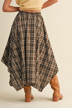 Load image into Gallery viewer, Plaid Uneven Hem Midi Skirt
