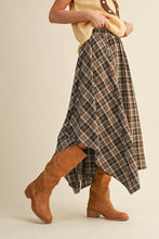 Load image into Gallery viewer, Plaid Uneven Hem Midi Skirt
