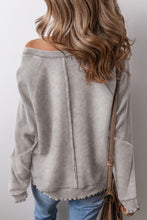 Load image into Gallery viewer, Waffle Patchwork Exposed Seam Sweatshirt
