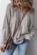 Load image into Gallery viewer, Waffle Patchwork Exposed Seam Sweatshirt
