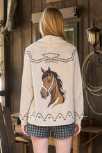 Load image into Gallery viewer, Horse Jacquard Shawl Knit Cardigan
