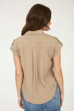 Load image into Gallery viewer, Collared Button Down Tab Sleeve Shirt
