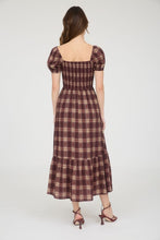 Load image into Gallery viewer, Plaid Smocked Puff Sleeve Ruffle Hem Mid
