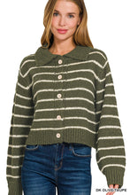 Load image into Gallery viewer, Striped Collared 5 Button Cardigan
