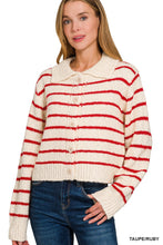 Load image into Gallery viewer, Striped Collared 5 Button Cardigan
