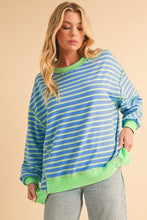 Load image into Gallery viewer, Stripe Contrast Trim High Low Tunic Swea
