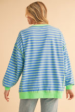 Load image into Gallery viewer, Stripe Contrast Trim High Low Tunic Swea
