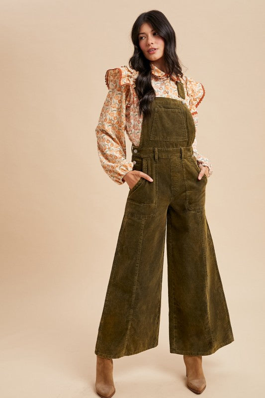 Corduroy Mineral Washed Wide Leg Overall