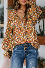 Load image into Gallery viewer, Boho Floral Ruffled Bubble Sleeve Fall B
