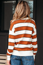 Load image into Gallery viewer, Stripe Ribbed Polo Collar Drop Shoulder
