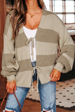 Load image into Gallery viewer, Striped Color Block Knit Bow Sweater Car
