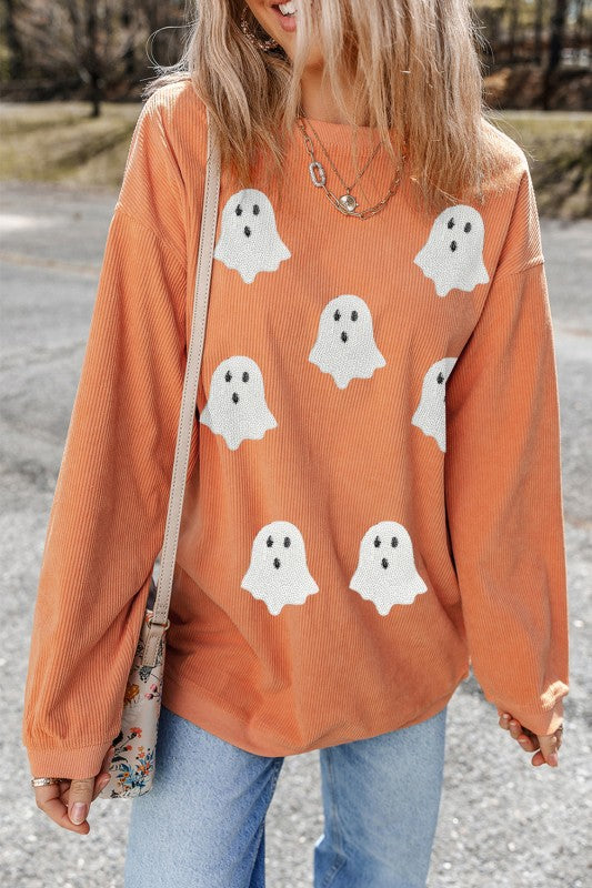 Ghost Sequin Patched Sweatshirt