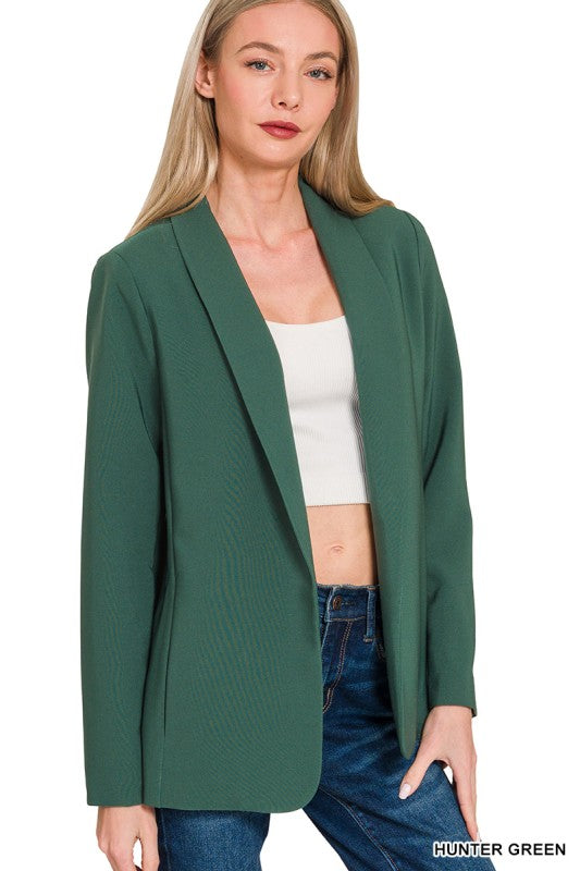 Woven Long Sleeve Blazer With Lining