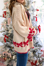 Load image into Gallery viewer, Bow Pattern Textured Open Front Baggy Cardigan
