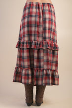 Load image into Gallery viewer, Ruffle Plaid Tiered Midi Skirt
