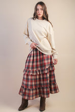 Load image into Gallery viewer, Ruffle Plaid Tiered Midi Skirt

