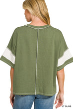 Load image into Gallery viewer, French Terry Color Block Exposed Seam To
