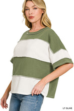Load image into Gallery viewer, French Terry Color Block Exposed Seam To
