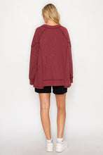 Load image into Gallery viewer, V-neck Dolman Sleeve Detail Patched Sweatshirt
