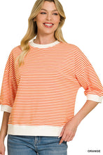Load image into Gallery viewer, Striped Contrast Trim Rib Banded Top
