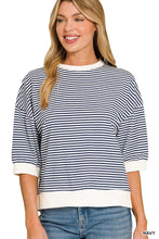 Load image into Gallery viewer, Striped Contrast Trim Rib Banded Top
