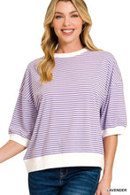 Load image into Gallery viewer, Striped Contrast Trim Rib Banded Top
