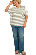 Load image into Gallery viewer, Plus Stripe Jacquard Round-neck Box Tee
