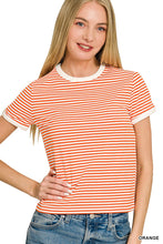 Load image into Gallery viewer, Striped Contrast Trim Rib Banded Tee
