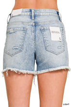 Load image into Gallery viewer, Distressed Hem Denim Shorts
