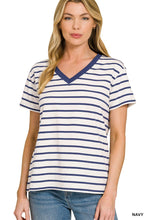 Load image into Gallery viewer, Striped V-neck T-shirts
