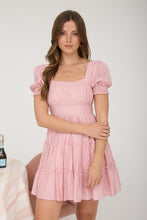 Load image into Gallery viewer, Square Neck Ruffle Detail Tiered Mini Dress
