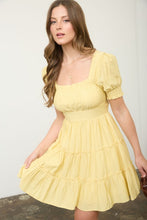 Load image into Gallery viewer, Square Neck Ruffle Detail Tiered Mini Dress
