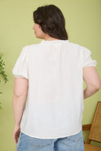 Load image into Gallery viewer, Plus Lace Detail Puff Sleeve Button Down
