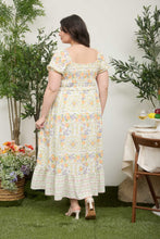 Load image into Gallery viewer, Plus Floral Sweetheart Front Tie Puff Sleeve
