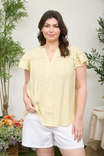 Load image into Gallery viewer, Plus Line Lace Trim Split Neck Ruffle Sl
