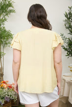 Load image into Gallery viewer, Plus Line Lace Trim Split Neck Ruffle Sl
