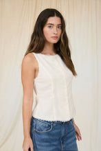 Load image into Gallery viewer, Scallop Lace Trim Button Down Sleeveless
