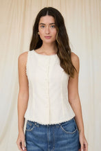 Load image into Gallery viewer, Scallop Lace Trim Button Down Sleeveless
