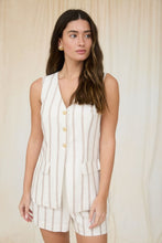 Load image into Gallery viewer, Stripe V Neck Sleeveless Button Down Lon
