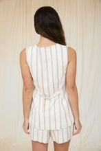 Load image into Gallery viewer, Stripe V Neck Sleeveless Button Down Lon
