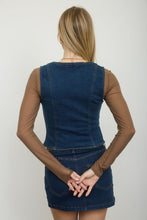 Load image into Gallery viewer, V Neck Sleeveless Button Down Denim Vest
