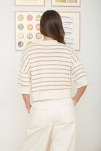 Load image into Gallery viewer, Stripe Raw Edge Drop Shoulder Short Sleeve

