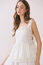 Load image into Gallery viewer, Lace Trim Pleated Detail Tie Side Tank T
