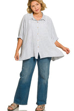 Load image into Gallery viewer, Plus Woven Stripe Button Down Boxy Top
