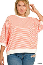 Load image into Gallery viewer, Plus Striped Contrast Trim Rib Banded To
