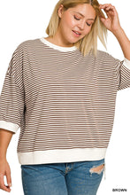 Load image into Gallery viewer, Plus Striped Contrast Trim Rib Banded To
